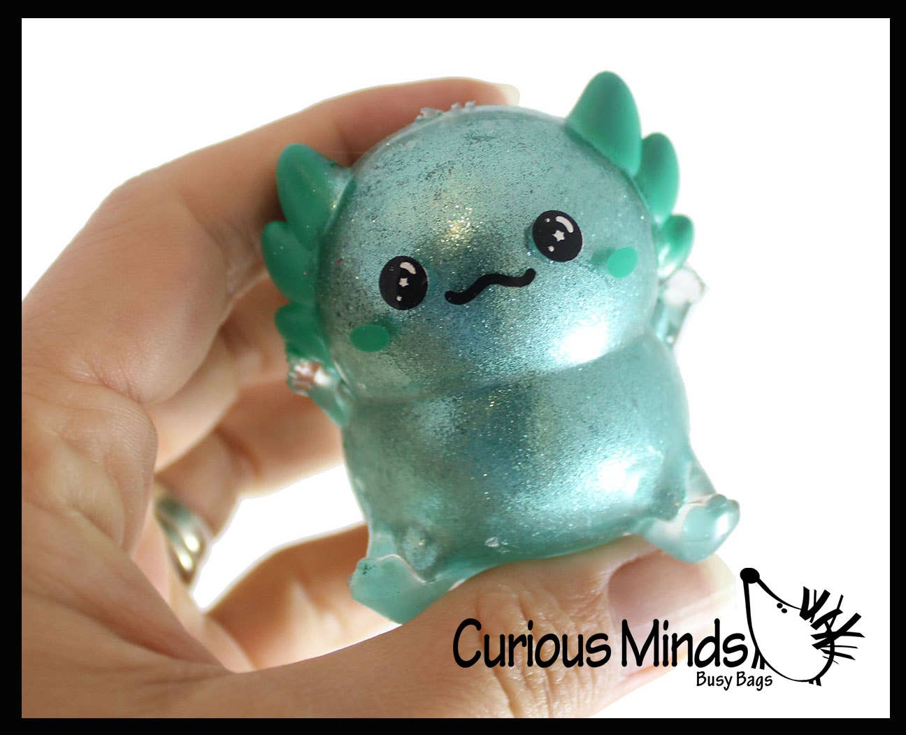 1 Axolotl Thick Metallic Gel Stress Ball - Sticky Fun Fidge