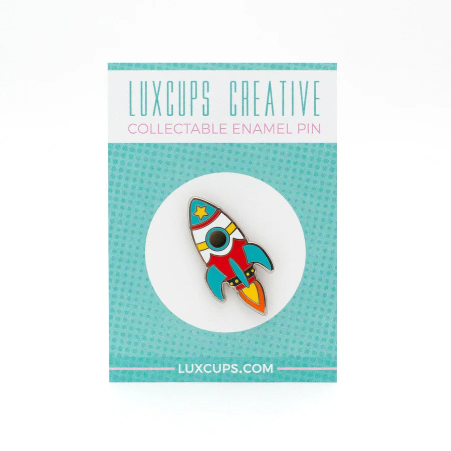 Bright Retro Rocket Enamel Pin