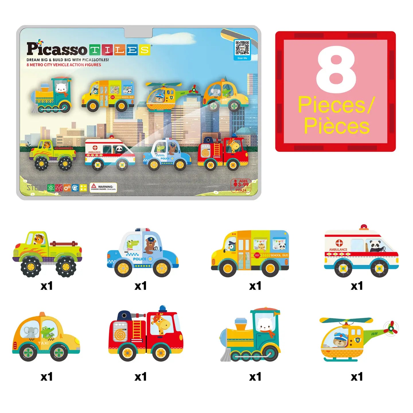 8pc Metro City Magnetic Action Figures